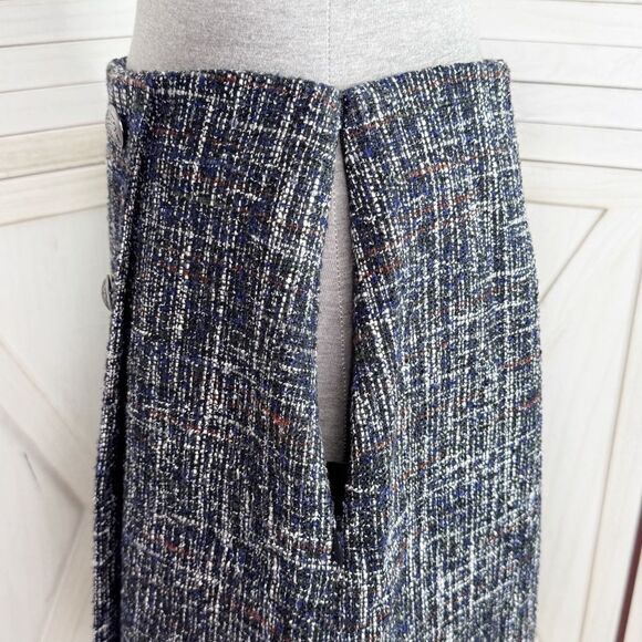 Loft Faux Wrap Tweed A Line Skirt Back Multi 4 Office Preppy Nautical - Picture 8 of 14